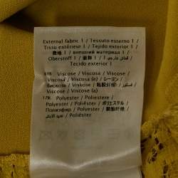 Pre Owned Valentino Yellow Lace and  Jersey Crew Neck Top M