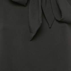 Pre Owned Valentino Black Silk Blend Crepe Tie-Up Neck Detail Top M