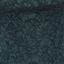 Pre Owned Valentino Dark Green Lace Full Sleeve Short Dress S
