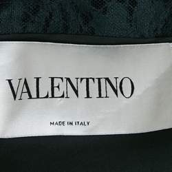 Pre Owned Valentino Dark Green Lace Full Sleeve Short Dress S