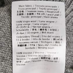 Pre Owned Valentino Grey Wool Feather Detail Crew Neck Sweater XS