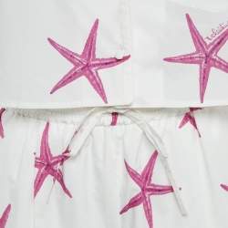 Pre Owned Valentino White Star Fish Print Cotton Shirts and Shorts Set S