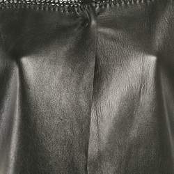 Valentino Black Crochet Trim Leather Cape Coat M