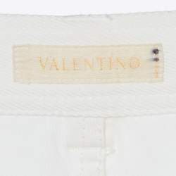 Pre Owned Valentino Vintage White Cotton Slim Fit Jeans M/Waist 30"