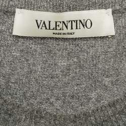Valentino Grey VLTN Intarsia Wool Blend Sweatshirt L