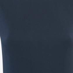 Valentino Navy Blue Crepe Embellished Hem Sleeveless Mini Dress M