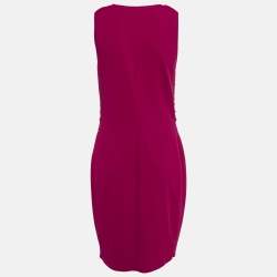 Pre Owned Valentino Red Knit Ruffled Sleeveless Short Dress L