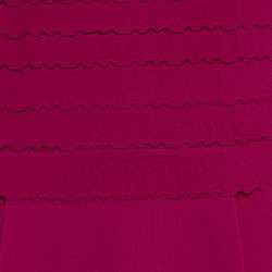 Pre Owned Valentino Red Knit Ruffled Sleeveless Short Dress L