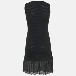 Pre Owned Valentino Black Wool Knit Sleeveless Flounce Mini Dress M