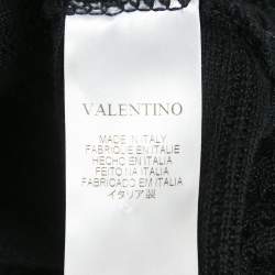 Pre Owned Valentino Black Wool Knit Sleeveless Flounce Mini Dress M