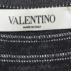 Pre Owned Valentino Black Wool Knit Sleeveless Flounce Mini Dress M