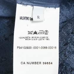 Pre Owned Valentino Blue Textured Silk Button Detail Short Dress M