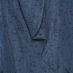 Pre Owned Valentino Blue Textured Silk Button Detail Short Dress M