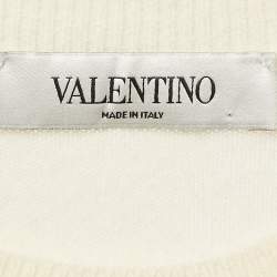 Valentino Cream VLTN Intarsia Wool Blend Sweater S