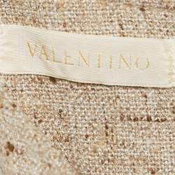 Pre Owned Valentino Beige Tweed Sleeveless V-Neck Short Dress M