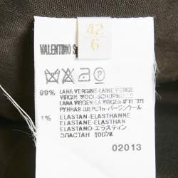 Pre Owned Valentino Brown Plaid Wool Sleeveless Flounce Short Dress M