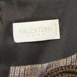 Pre Owned Valentino Brown Plaid Wool Sleeveless Flounce Short Dress M