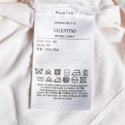 Pre Owned Valentino Off White/Red Logo Print Floral-Applique Top XS