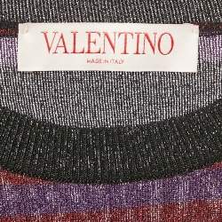 Valentino Purple/Black Striped Lurex Knit Jumper M