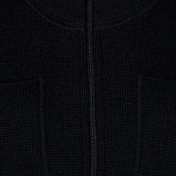 Pre Owned Valentino Black Wool Pleated Bottom Hem Detail Long Sleeve Dress L