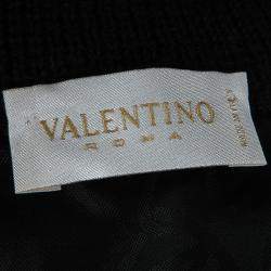 Pre Owned Valentino Black Wool Pleated Bottom Hem Detail Long Sleeve Dress L