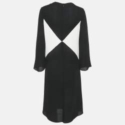 Valentino Black Silk Crepe Panel Detail Midi Shift Dress S