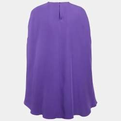 Pre Owned Valentino Purple Silk Cape Mini Dress S