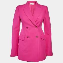 Valentino Pink Wool Rockstud Single Breasted Blazer S