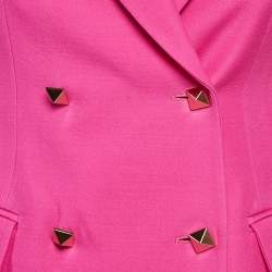 Valentino Pink Wool Rockstud Single Breasted Blazer S