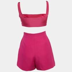 Valentino Pink Silk and Wool Blend Top and Shorts Set S/M