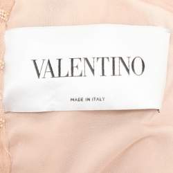 Pre Owned Valentino Pink Tulle Long Sleeve Evening Dress L