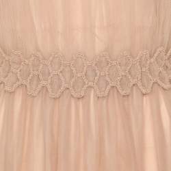 Pre Owned Valentino Pink Tulle Long Sleeve Evening Dress L