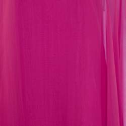 Valentino Fuchsia Pink Silk Chiffon One-Shoulder Maxi Dress S