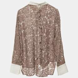 Valentino Purple Lace Button Front Top L