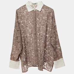 Valentino Purple Lace Button Front Top L