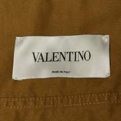Valentino Khaki Brown Applique Detail Zip-Up Coat M