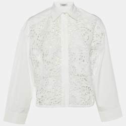 Valentino White Lace Button Front Oversized Shirt XS