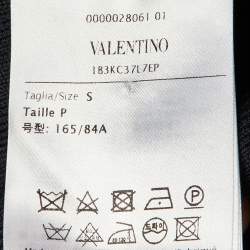 Pre Owned Valentino Navy Blue Logo Embroidered Cotton Knit Jumper S