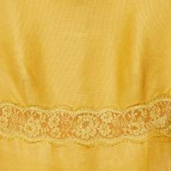 Valentino Yellow Linen & Lace Midi Dress L