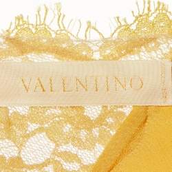 Valentino Yellow Linen & Lace Midi Dress L