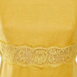Valentino Yellow Linen & Lace Midi Dress L