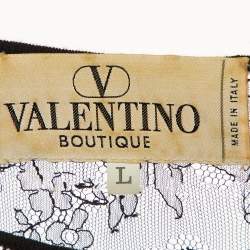 Valentino Vintage Black Wool Knit Lace Trim Top L