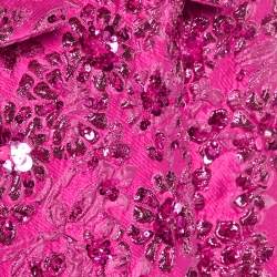 Valentino Pink Sequin Embellished Brocade Cropped Jacket S