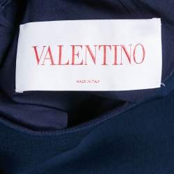 Pre Owned Valentino Navy Blue Wool Blend Pocket Detail Mini Dress L