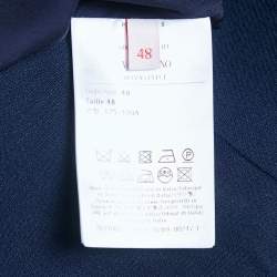 Pre Owned Valentino Navy Blue Wool Blend Pocket Detail Mini Dress L