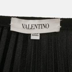 Valentino Black Sateen Plisse Midi Skirt M