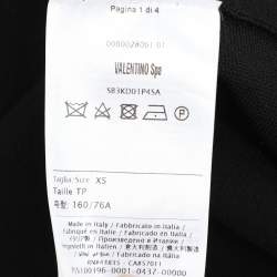 Pre Owned Valentino Black/White Stretch Crepe V Logo Midi Dress XS