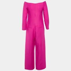 Valentino Pink Wool Blend Off-Shoulder Jumpsuit S