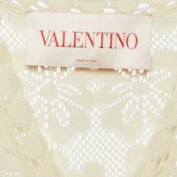 Valentino Cream Floral Lace Full Sleeves Maxi Dress S