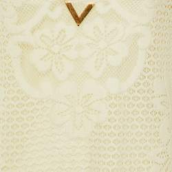 Valentino Cream Floral Lace Full Sleeves Maxi Dress S
